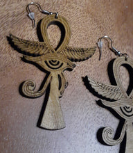 Load image into Gallery viewer, Wooden Ankh &amp; Eye of Horus  Earrings Kargo Fresh
