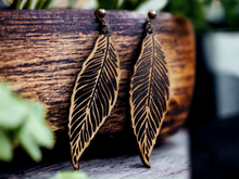 Load image into Gallery viewer, Wooden Art Leaf design Earrings Clip on Kargo Fresh
