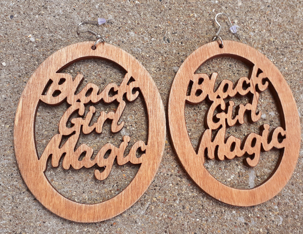 Wooden BLACK GIRL MAGIC STATEMENT Earrings Kargo Fresh
