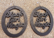 Load image into Gallery viewer, Wooden BLACK GIRL MAGIC STATEMENT Earrings Kargo Fresh
