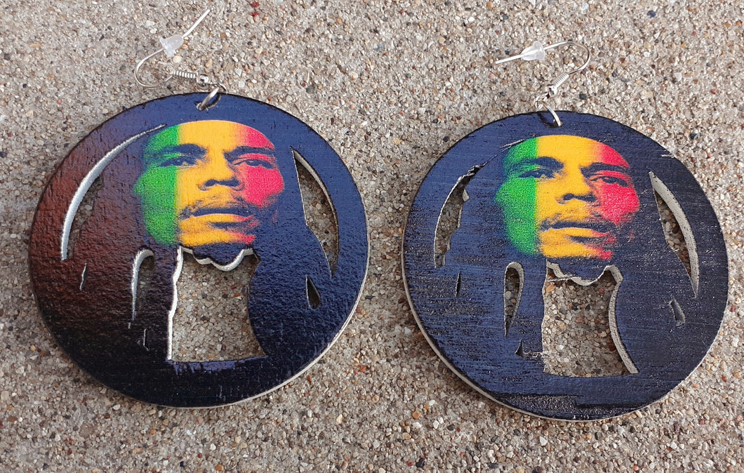 Wooden Bob Marley Earrings Kargo Fresh