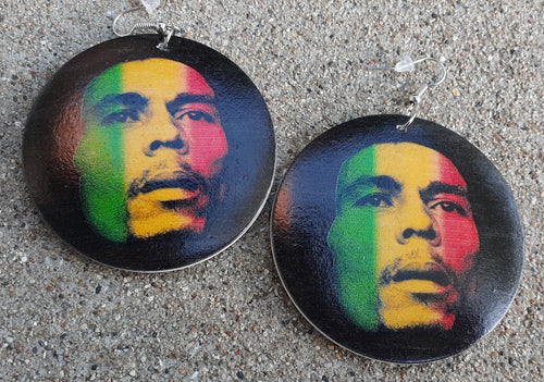 Wooden Bob Marley Earrings Kargo Fresh
