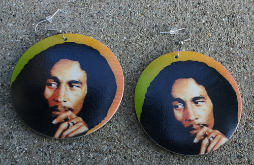 Wooden Bob Marley Earrings Kargo Fresh