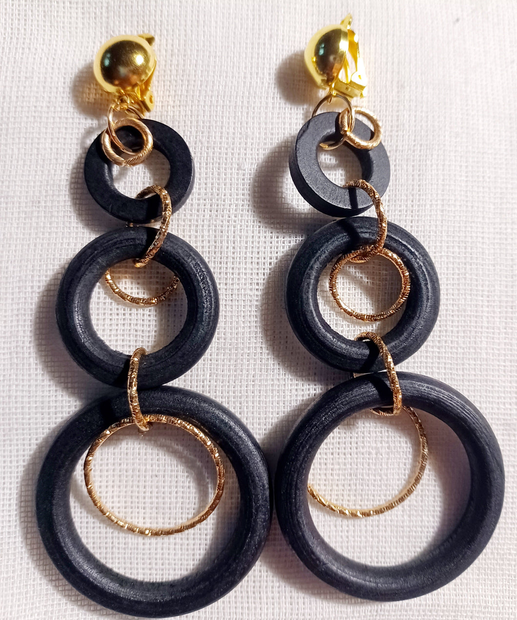 Wooden Boho  hoop clip on earrings Kargo Fresh