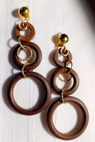 Wooden Boho  hoop clip on earrings Kargo Fresh