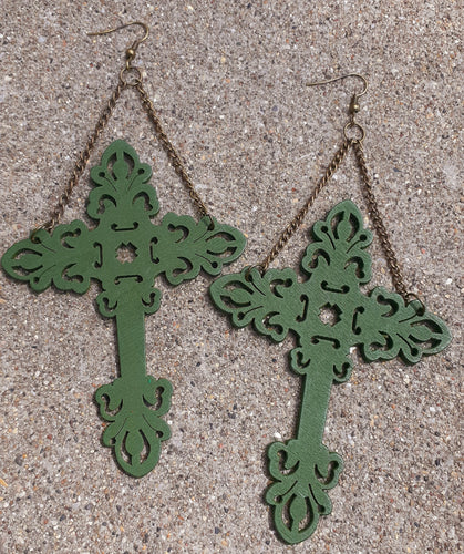 Wooden Cross Dangle Earrings Kargo Fresh