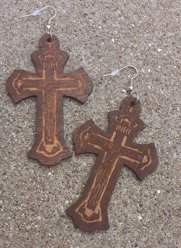 Wooden Cross Dangle Earrings Kargo Fresh