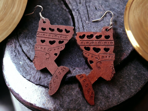 Wooden Queen Nefertiti Earrings Kargo Fresh