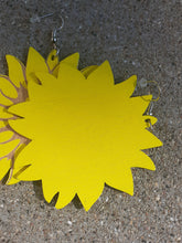 Load image into Gallery viewer, Wooden Sunflower Art Leaf Earrings Kargo Fresh
