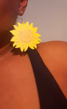 Load image into Gallery viewer, Wooden Sunflower Art Leaf Earrings Kargo Fresh
