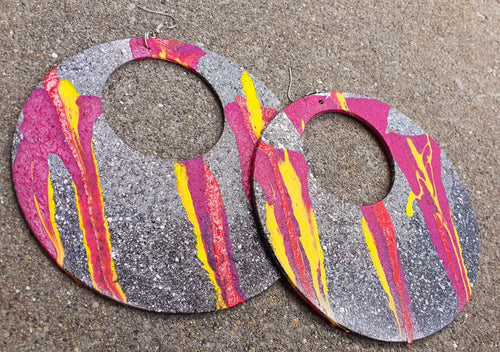 XL  Handpainted  Wooden Hoop Earrings Kargo Fresh