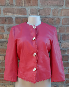 Y2K Siena Studios Pink Leather Blazer Jacket Small Kargo Fresh