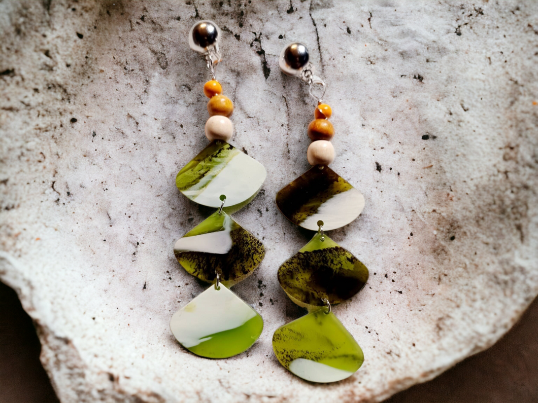 handmade Boho acrylic clip on earrings Kargo Fresh