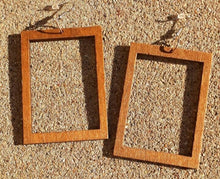 Load image into Gallery viewer, Minimalist Square Hoop Wooden Earrings
