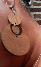 Load image into Gallery viewer, Extra Large Bohemian Crescent Moon Wooden Dangle Earrings
