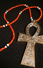 Load image into Gallery viewer, Mens Chunky Extra Large Ankh Pendant and Maasai Bead Necklace
