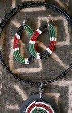 Load image into Gallery viewer, Vintage Maasai Beaded Necklace &amp; Earring Set, 19 Inch
