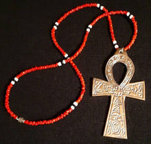 Load image into Gallery viewer, Mens Chunky Extra Large Ankh Pendant and Maasai Bead Necklace
