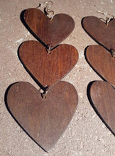 Load image into Gallery viewer, Extra Large Giant Heart Wooden Dangle Earrings Clip on
