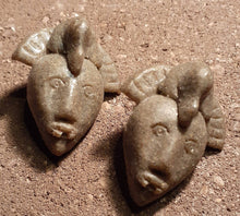Load image into Gallery viewer, Vintage Tribal Mask Clip On Earrings, Handmade African Clay
