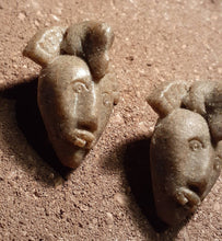 Load image into Gallery viewer, Vintage Tribal Mask Clip On Earrings, Handmade African Clay
