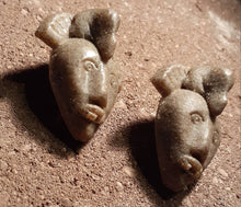Load image into Gallery viewer, Vintage Tribal Mask Clip On Earrings, Handmade African Clay

