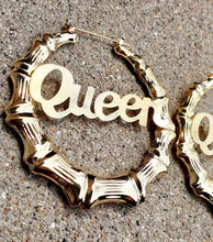 Load image into Gallery viewer, Extra large Queen Bamboo hoop Statement Earrings
