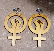 Load image into Gallery viewer, Unique Afrocentric Statement Wood Clip On Earrings

