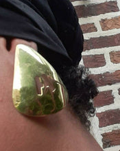 Load image into Gallery viewer, Vintage Chunky Brass A initial Earrings rare Kenya
