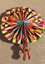 Load image into Gallery viewer, Vintage Kente and Leather African Hand Fan
