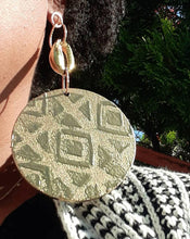 Load image into Gallery viewer, Extra Large Handpainted Abstract Afrocentric Design Wooden Earrings
