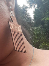 Load image into Gallery viewer, Afrocentric Africa Afro Pick Wooden Earrings
