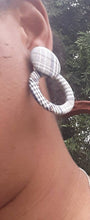 Load image into Gallery viewer, Plaid Hoop Earrings, Lightweight 2-inch Drop Earrings
