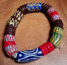 Load image into Gallery viewer, Vintage Mens Chunky African Clay Handpainted Bracelet
