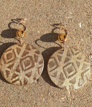 Load image into Gallery viewer, Extra Large Handpainted Abstract Afrocentric Design Wooden Earrings
