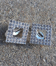 Load image into Gallery viewer, Crystal Square Stud Clip On Earrings
