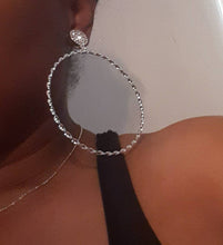Load image into Gallery viewer, Extra Large Gold Metal and Rhinestone Hoop Clip On Earrings

