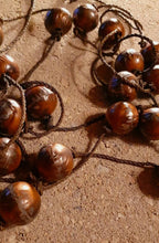 Load image into Gallery viewer, Artisan Modernist Bronze Chunky Bead Necklace. Brutalist style Signed Arist Ma Jo
