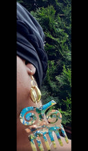 Load image into Gallery viewer, Handpainted Afrocentric Adinkra Afro Pick Wooden Earrings
