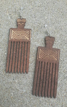 Load image into Gallery viewer, Afrocentric Africa Afro Pick Wooden Earrings
