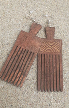 Load image into Gallery viewer, Afrocentric Africa Afro Pick Wooden Earrings
