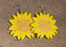 Load image into Gallery viewer, Artsy Sunflower Wooden Earrings
