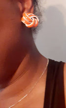 Load image into Gallery viewer, Vintage Chunky Enameled Knot Clip On Earrings 1970s
