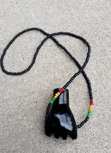 Load image into Gallery viewer, Mens Vintage Black Fist Wooden Statement Necklace
