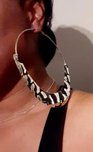 Load image into Gallery viewer, Rare Giant Fulani Basket Silver Metal Hoop Earrings 6 inch silver
