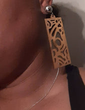 Load image into Gallery viewer, Natural Wood Abstract Modern Clip On Dangle Earrings
