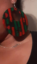 Load image into Gallery viewer, Large Wooden Midnight Marauder A Tribe Called Quest inspired Hoop Earrings Handpainted
