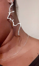 Load image into Gallery viewer, Abstract Face Design Dangle Earrings gold pierced ears
