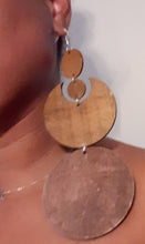 Load image into Gallery viewer, Handmade Extra Large  Crescent Moon Wooden Dangle Earrings  10 inch
