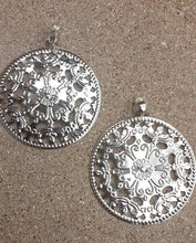 Load image into Gallery viewer, Extra large 5 inch Hammered Metal Disc Clip On Earrings Silver
